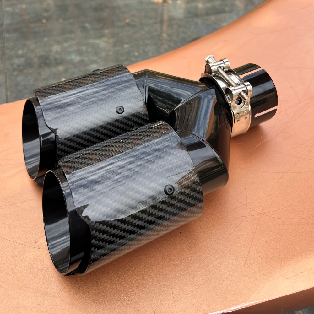 Exhaust Tips Dual Outlet Carbon Fiber 63Mm - Ujung Knalpot Serat Karbon dengan Dua