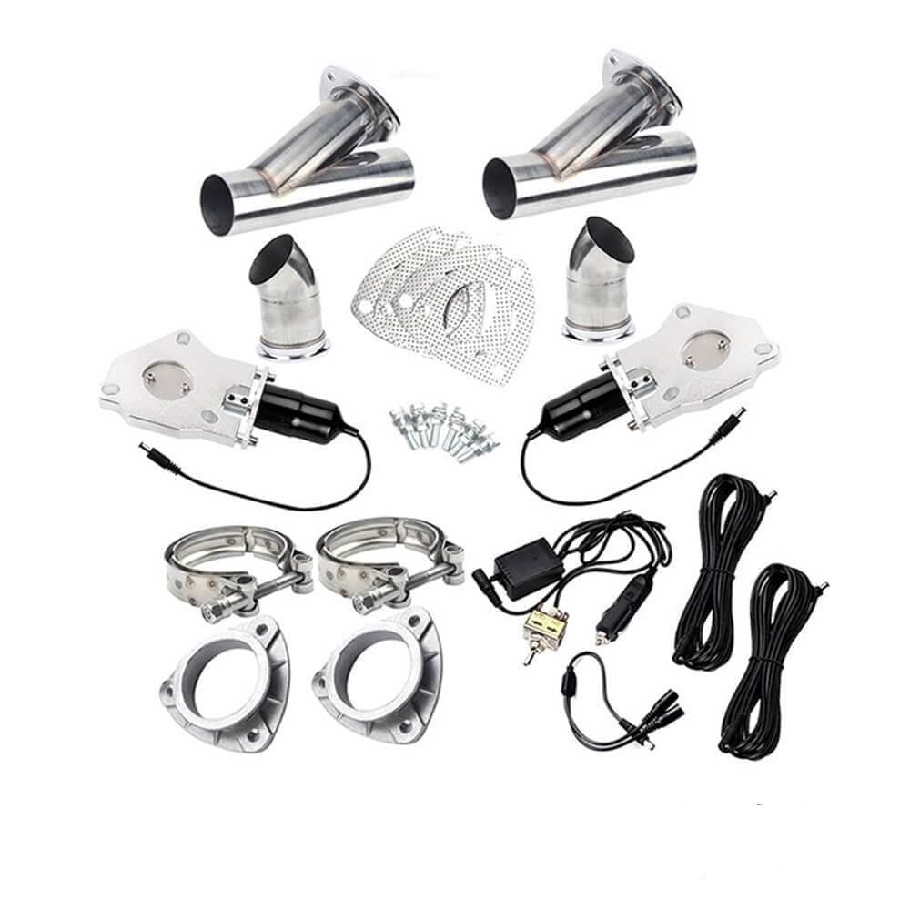 Electric Exhaust Cutout Valve Kit 2.5 3.0 - 2.0/2.25/2.5/3.0 Inci Dual Manual Switch Electric