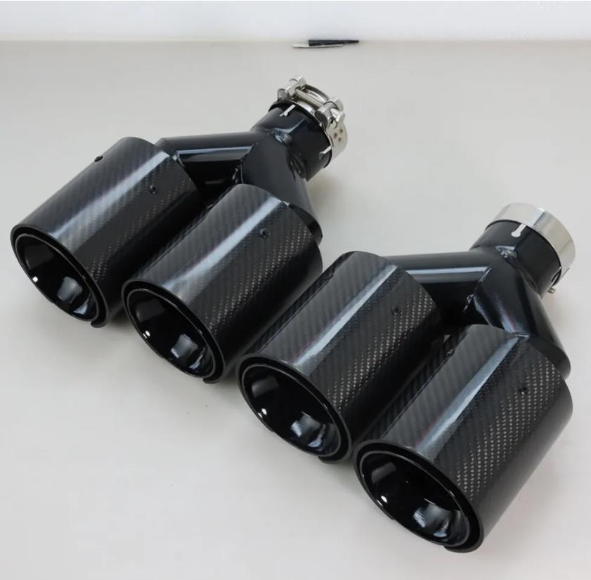 Ujung Knalpot Universal, Diame - Exhaust Tips Dual Outlet Carbon Fiber 63Mm ulasan dan harga