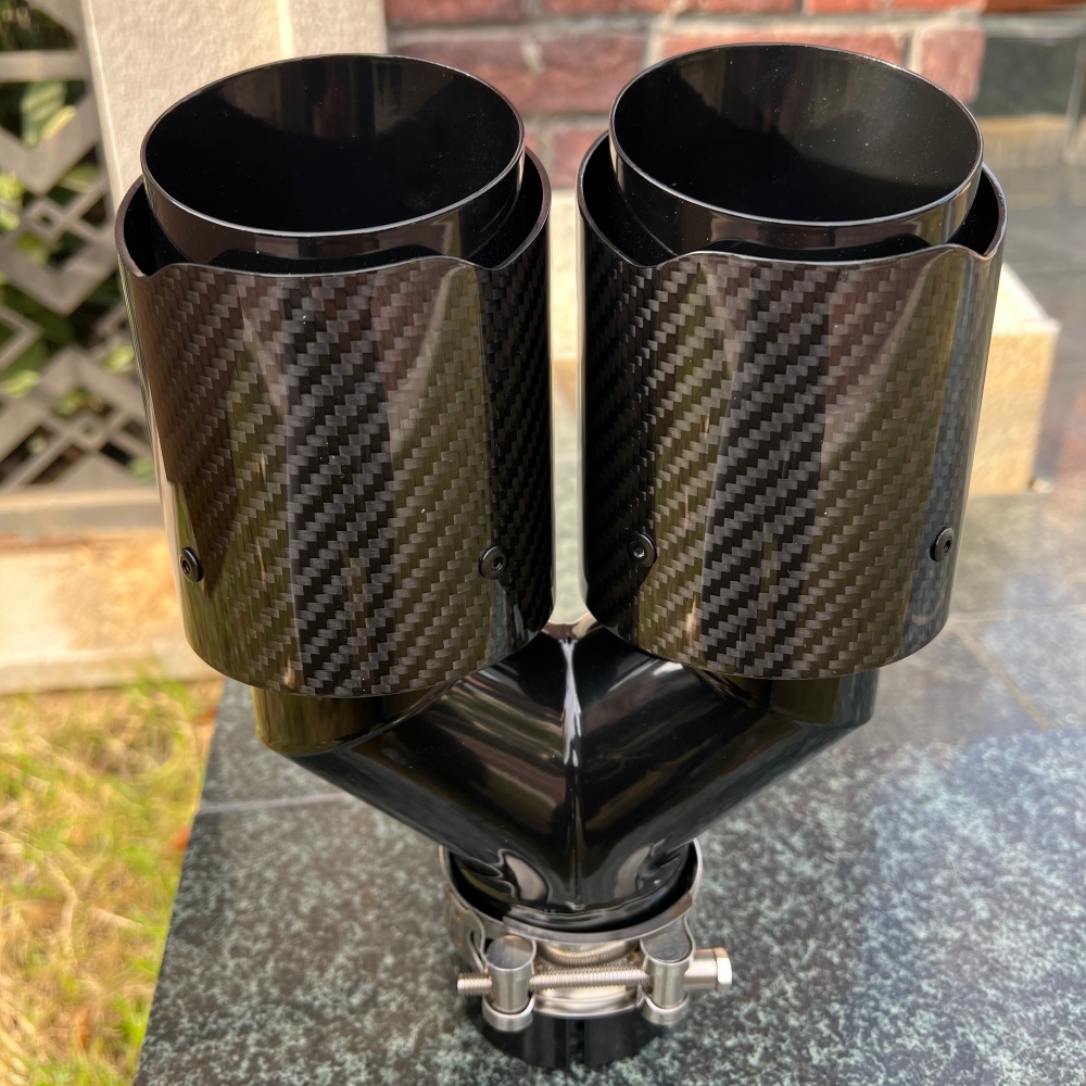 Ujung Knalpot Serat Karbon Mod - Exhaust Tips Dual Outlet Carbon Fiber 63Mm ulasan dan harga