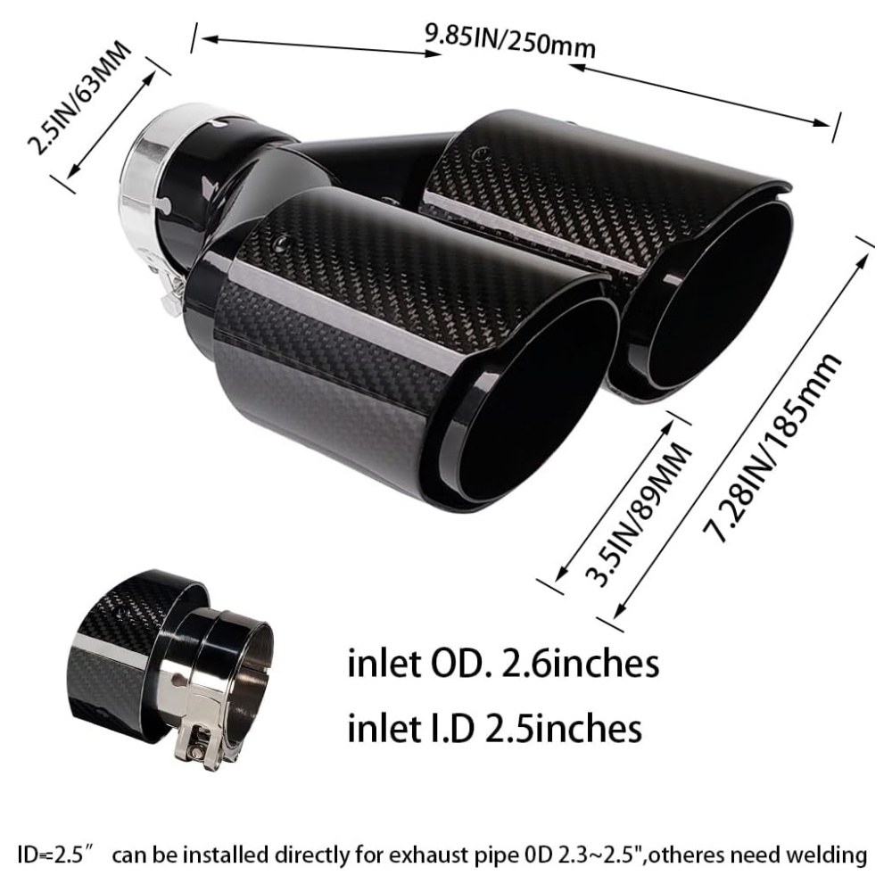 Ujung Knalpot Serat Karbon Mod - Exhaust Tips Dual Outlet Carbon Fiber 63Mm ulasan dan harga