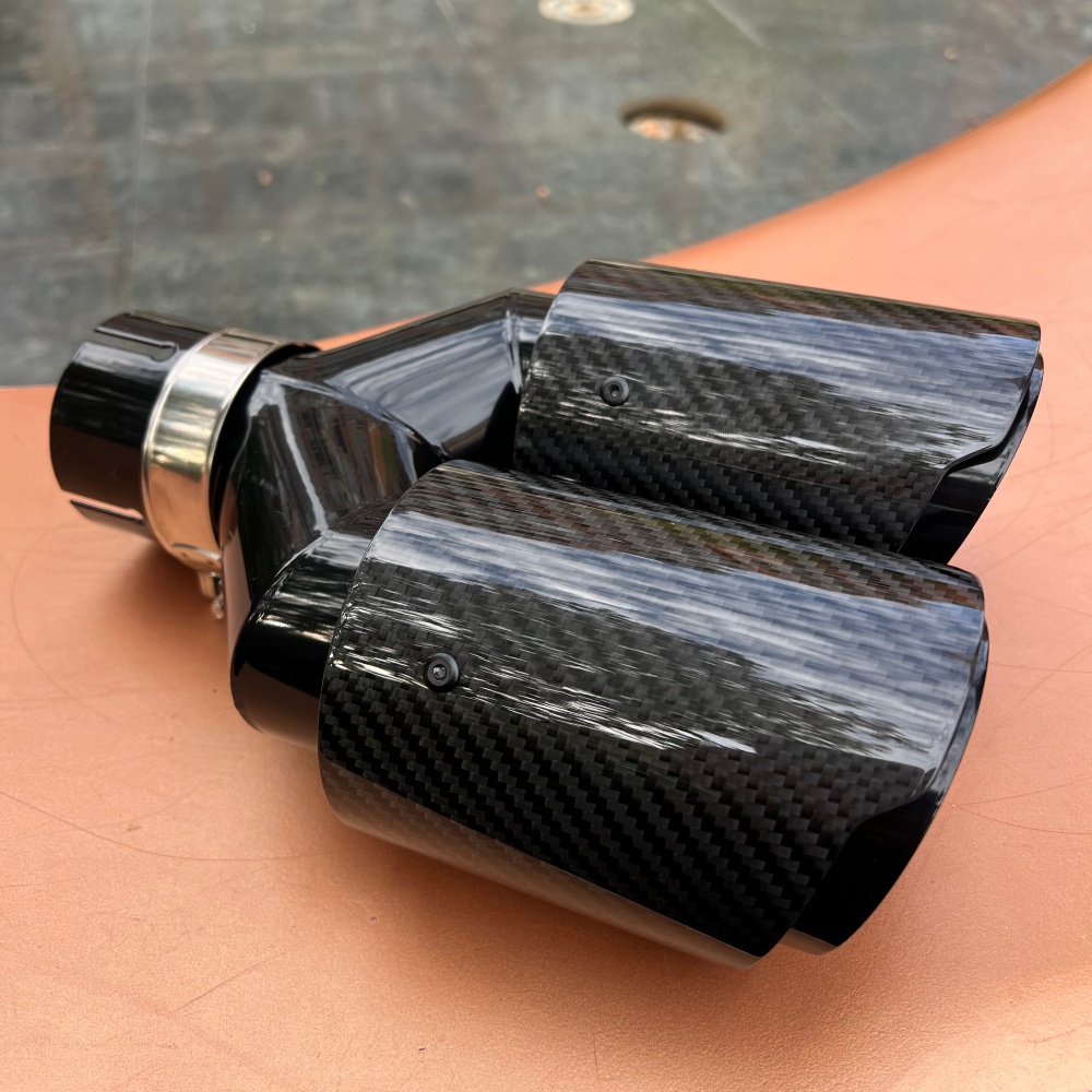 Ujung Knalpot Serat Karbon Mod - Exhaust Tips Dual Outlet Carbon Fiber 63Mm ulasan dan harga