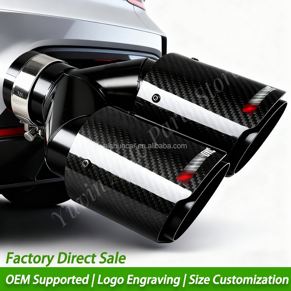 Ujung Knalpot Ganda Universal, - Exhaust Tips Dual Outlet Carbon Fiber 63Mm ulasan dan harga